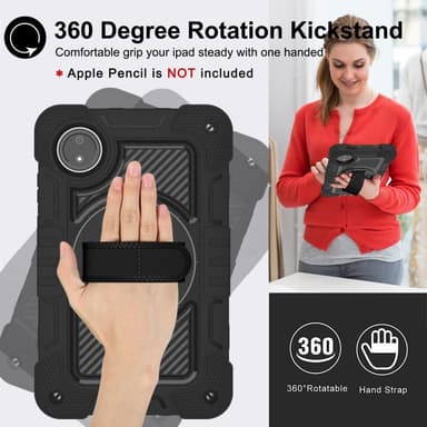 SKALO Xiaomi Redmi Pad SE 8.7 Extra Shockproof Armor 360 Kahva/Tripod Suojakuori - Musta