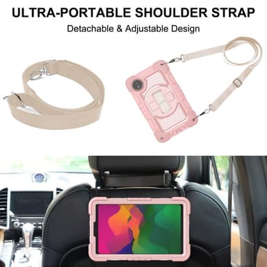 SKALO Xiaomi Redmi Pad SE 8.7 Extra Shockproof Armor 360 Kahva/Tripod Suojakuori - Ruusukulta