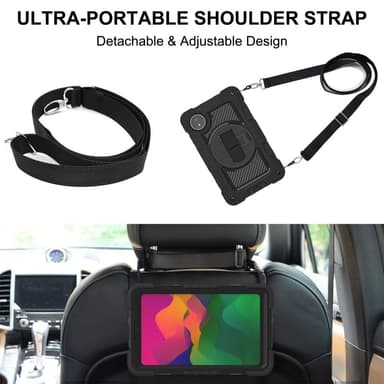 SKALO Xiaomi Redmi Pad SE 8.7 Extra Shockproof Armor 360 Kahva/Tripod Suojakuori - Musta