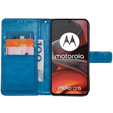 Lompakkokotelo 3-kortti Motorola Moto G15 - Vaaleansininen