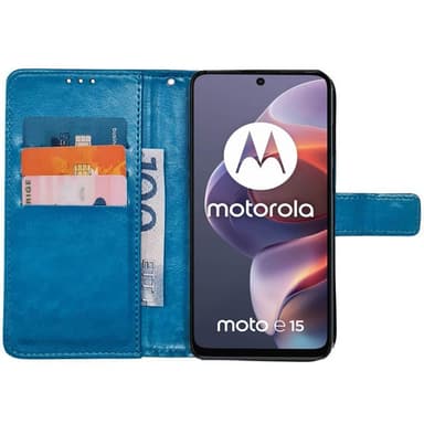 Lompakkokotelo 3-kortti Motorola Moto E15 - Vaaleansininen