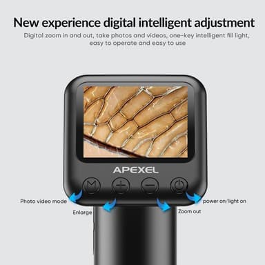 APEXEL Käsikäyttöinen Digitaalinen Mikroskooppi 12X-24X Kannettava Mikroskooppi 2,0 Tuuman LCD-näyttö 2MP Kuva 720P Video LED-valoilla