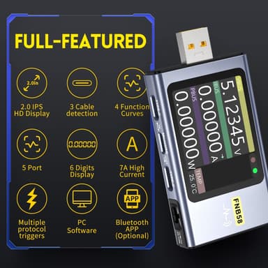 FNIRSI Digitaalinen tester USB-jännitemittari ja kaapelitesteri