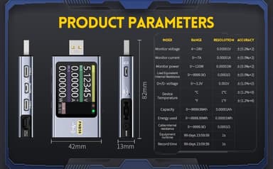 FNIRSI Digitaalinen tester USB-jännitemittari ja kaapelitesteri