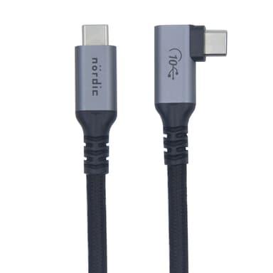 NÖRDIC 1,5m 10Gbps 5A Power Delivery PD100W Emarker USB3.2 Gen2 USB-C to C kaapeli pikalataus