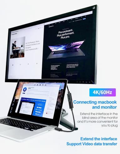 NÖRDIC 50cm USB3.2 Gen2 USB-C Jatkokaapeli 10Gbps 5A 100W Thunderbolt3