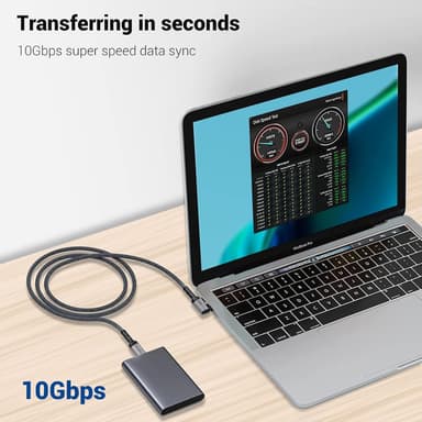 NÖRDIC 1,5m 10Gbps 5A Power Delivery PD100W Emarker USB3.2 Gen2 USB-C to C kaapeli pikalataus