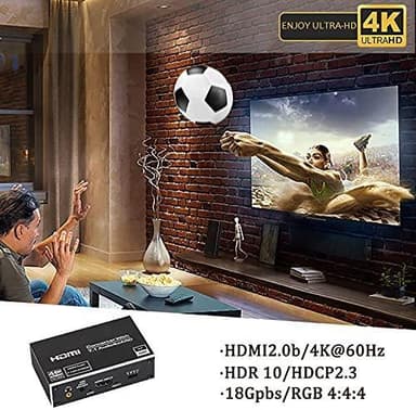 NÖRDIC HDMI Extractor 4K60Hz HDMI - HDMI + optinen Toslink + koaksiaalinen + 3,5 mm ääni + 7,1 CH HDMI Tuki eARC / ARC HDR Dolby ATMOS