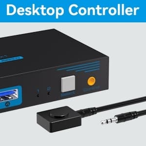 NÖRDIC KVM-kytkin 2–1 DisplayPort–DisplayPort, 8K60Hz/4K120Hz, 4x USB-A