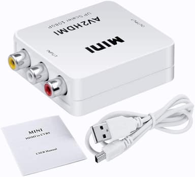 NÖRDIC komposiittivideo AV–HDMI-sovitin 3x RCA AV ja CVBS-muunnin 1080p 60 Hz, PAL ja NTSC