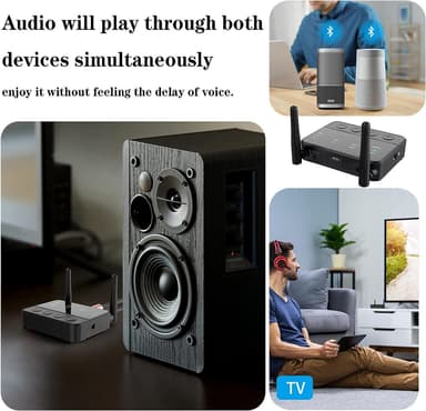 NÖRDIC Bluetooth 5.2 langaton lähetin dual link -vastaanotin DAC Qualcomm aptXLL aptX HD 3,5 mm AUX RCA optinen