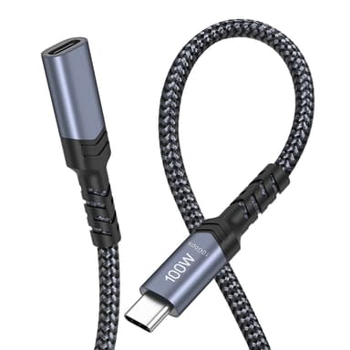 NÖRDIC 50cm USB3.2 Gen2 USB-C Jatkokaapeli uros-naaras 10Gbps 5A 100W Thunderbolt3