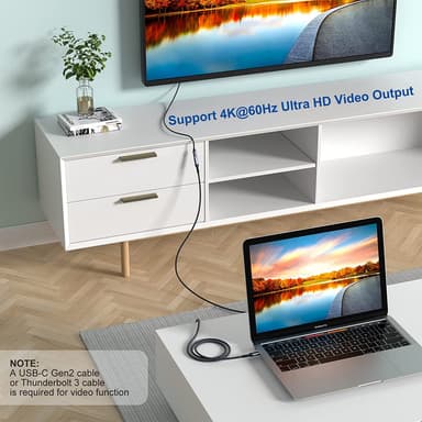 NÖRDIC 1m USB3.2 Gen2 USB-C jatkokaapeli uros-naaras 10Gbps 5A 100W Thunderbolt3