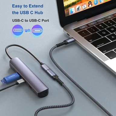 NÖRDIC 50cm USB3.2 Gen2 USB-C Jatkokaapeli uros-naaras 10Gbps 5A 100W Thunderbolt3