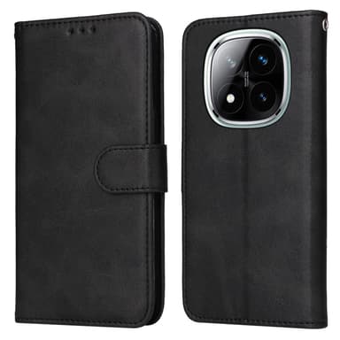 SKALO Xiaomi Redmi Note 14 Pro+ 5G PU-nahka Lompakkokotelo - Musta