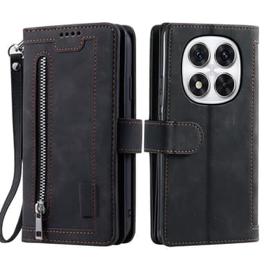 SKALO Xiaomi Redmi Note 14 Pro+ 5G Big Wallet 9-Korttitasku Lompakkokotelo - Musta