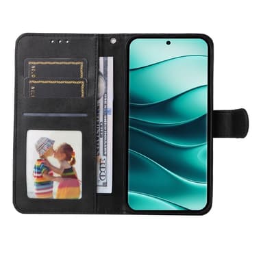 SKALO Xiaomi Redmi Note 14 Pro+ 5G PU-nahka Lompakkokotelo - Musta