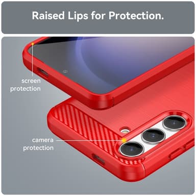 SKALO Samsung S25 Armor Carbon Suojakuori - Punainen