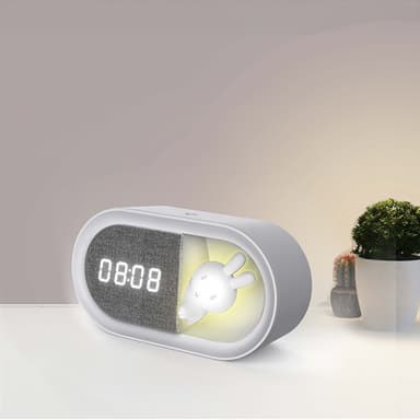 Forverer LED herätyskello yövalolla - pupu/valkoinen
