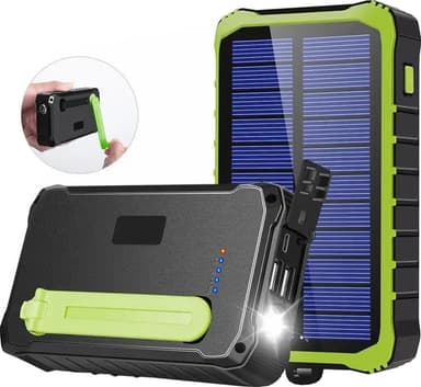 Denver 10000 mAh varavirtalähde aurinkopaneelilla ja käsikammella