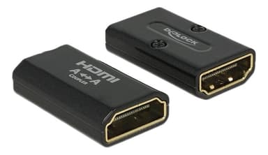 Delock HDMI-sovitin, 19-pin na-ur, kullattu, 3840x216, musta