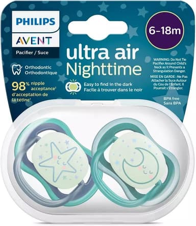 Philips Avent SCF376/13 Ultra Air Nighttime -tutit 6-18 kk, 2 kpl, taivaankappaleet