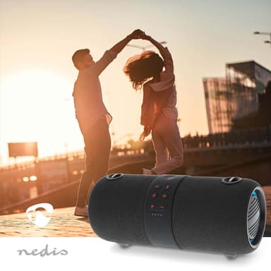 Nedis Bluetooth® Kaiutin | Suurin akun toistoaika: 6.5 tuntia | Kannettava muotoilu | 40 W | Stereo | Sisäänrakennettu mikrofoni | IPX6 | Linkitettävä | Musta