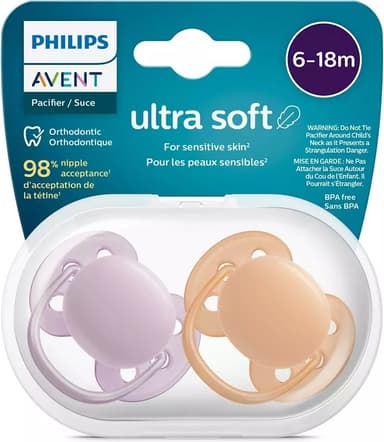 Philips Avent SCF091/33 Ultra Soft -tutit, 6-18 kk, 2 kpl, punertava