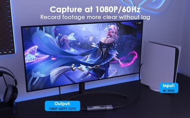 HDMI 4K 30Hz - USB3.0 -sovitin videon tallentamiseen USB-A ja USB-C
