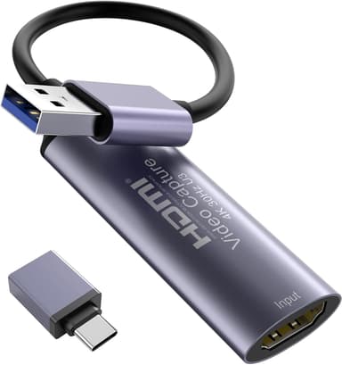 HDMI 4K 30Hz - USB3.0 -sovitin videon tallentamiseen USB-A ja USB-C