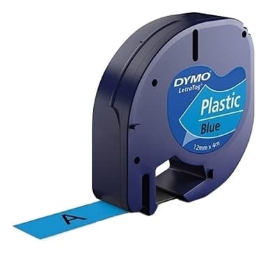 DYMO LetraTAG plasttejp, blå, 12mm, 4m (91225)