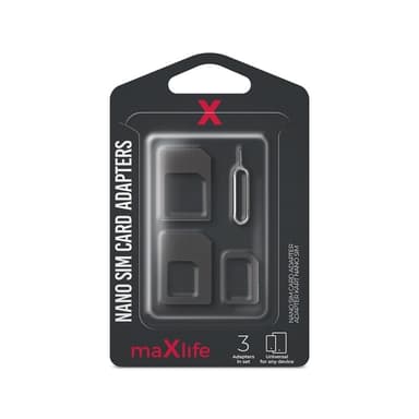 Maxlife Nano SIM-korttisovittimet + SIM-kortin avauslaite