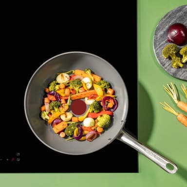 Tefal (RE)NEW+ -wokpannu, 28 cm, keraaminen pinnoite, harmaa