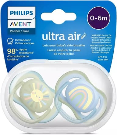 Philips Avent SCF085/58 Ultra Air -tutit 0-6 kk, 2 kpl, aurinko