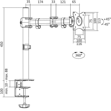 LogiLink Näytönvarsi 13-27"" 428mm