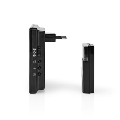 Nedis Langaton Ovikellosarja | Verkkovirtakäyttöinen | 220 - 240 V AC 50 Hz | 1x CR2032 | Äänenvoimakkuus: 80 dB | Signaalin kantama: 300 m | IP44 | Säädettävä äänenvoimakkuus | 36 Melodiaa | 1 Vastaanotin | Musta