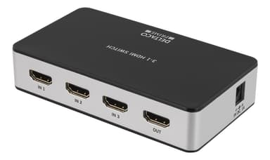 3-porttinen HDMI-kytkin, premium, kaukosäädin, Ultra HD 60Hz, musta