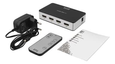 3-porttinen HDMI-kytkin, premium, kaukosäädin, Ultra HD 60Hz, musta