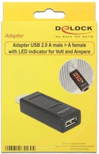 DeLOCK adapteri - Ampeeri & Volttimittari USB-laitteille, A ur -A na