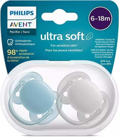Philips Avent SCF091/17 Ultra Soft -tutit, 6-18 kk, 2 kpl, sinertävä