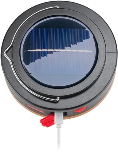 Goobay LED-solcellcampinglampa med IR-fjärrkontroll med 6 ljuslägen, solpanel, Li-ion-batteri 18650 (3,7 V, 2000 mAh), powerbank-funktion och USB-kabel, lämplig för utomhusbruk (IP44)