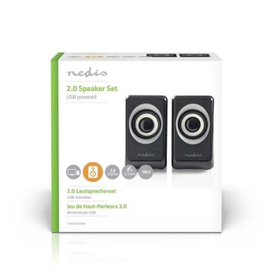 Nedis PC Kaiutin | 2.0 | 18 W | 3.5 mm uros | USB Virta | Äänenvoimakkuuden Säätö | Lähtöliitäntä