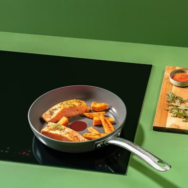 Tefal (RE)NEW+ -paistinpannu, 24 cm, keraaminen pinnoite, harmaa
