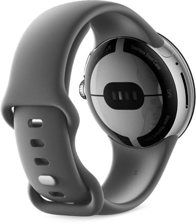 Google Pixel Watch WiFi  -älykello, Polished Silver / Charcoal