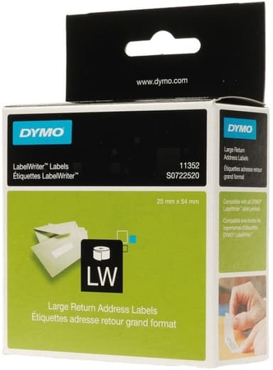 DYMO palautusosoitetarra 54x25mm / 1pakk= 500kpl