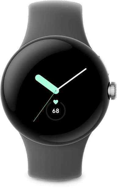 Google Pixel Watch WiFi  -älykello, Polished Silver / Charcoal