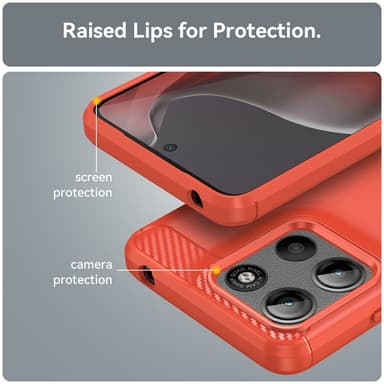 SKALO Motorola Moto G15 4G Armor Carbon Suojakuori - Punainen