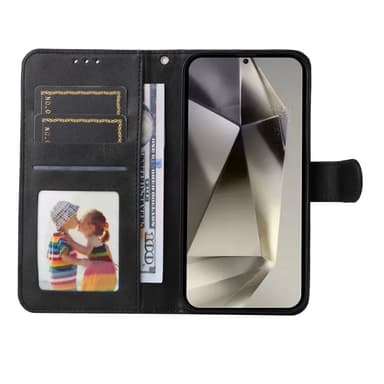 SKALO Samsung S25 Ultra PU-nahka Lompakkokotelo - Musta
