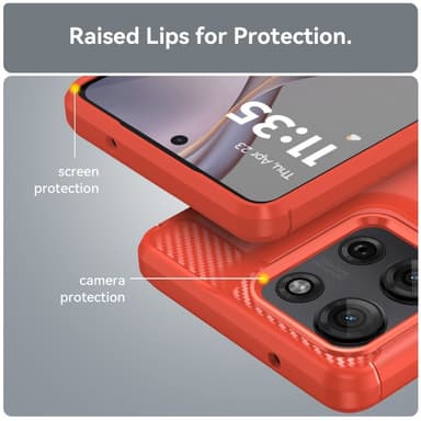 SKALO Motorola Moto G75 5G Armor Carbon Suojakuori - Punainen
