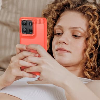 SKALO Motorola Moto G75 5G Armor Carbon Suojakuori - Punainen